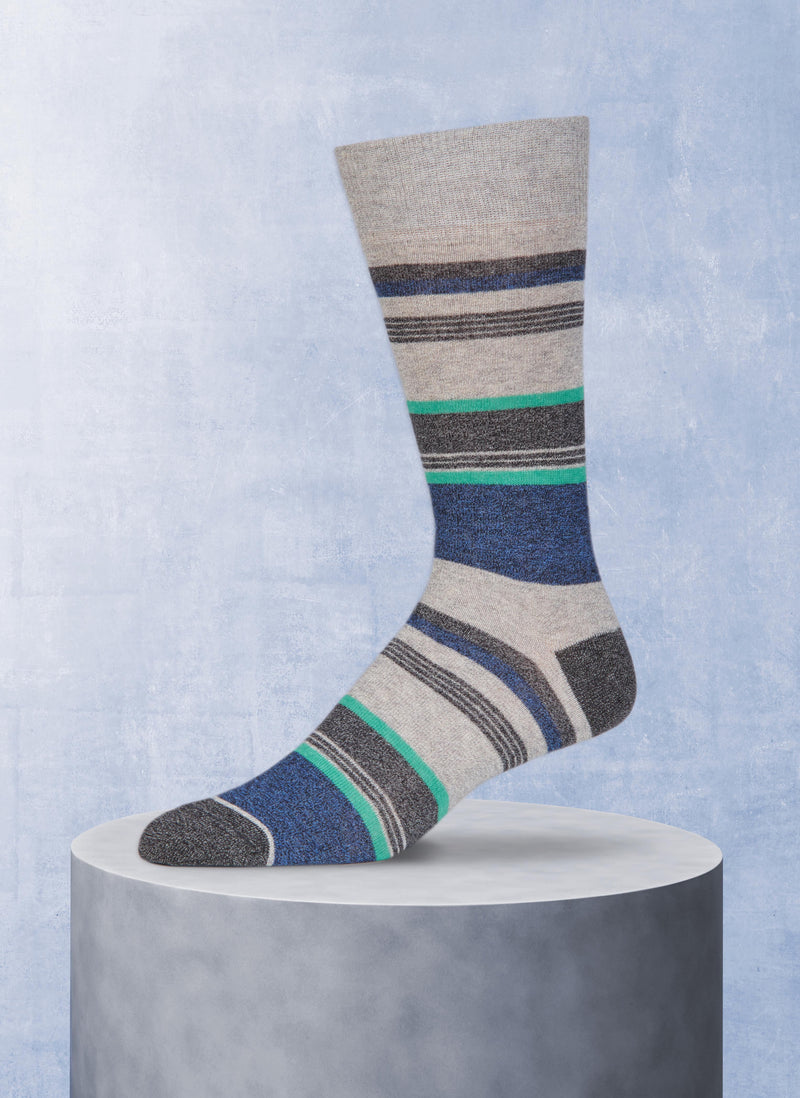 Jaspe Variety Cotton Stripe Sock in Light Grey