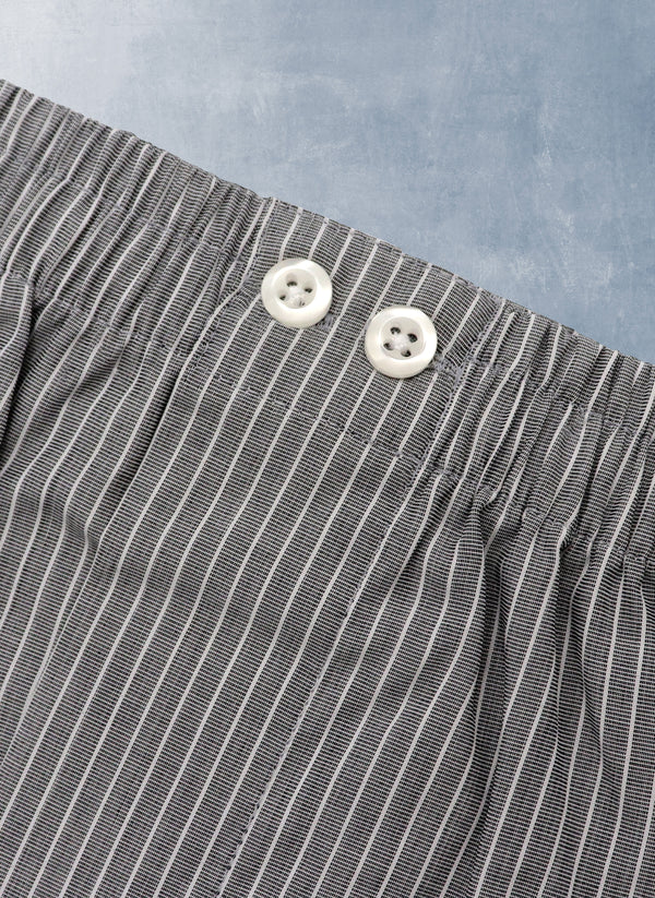 The Perfect Boxer Short in Grey and Thin White Stripe
